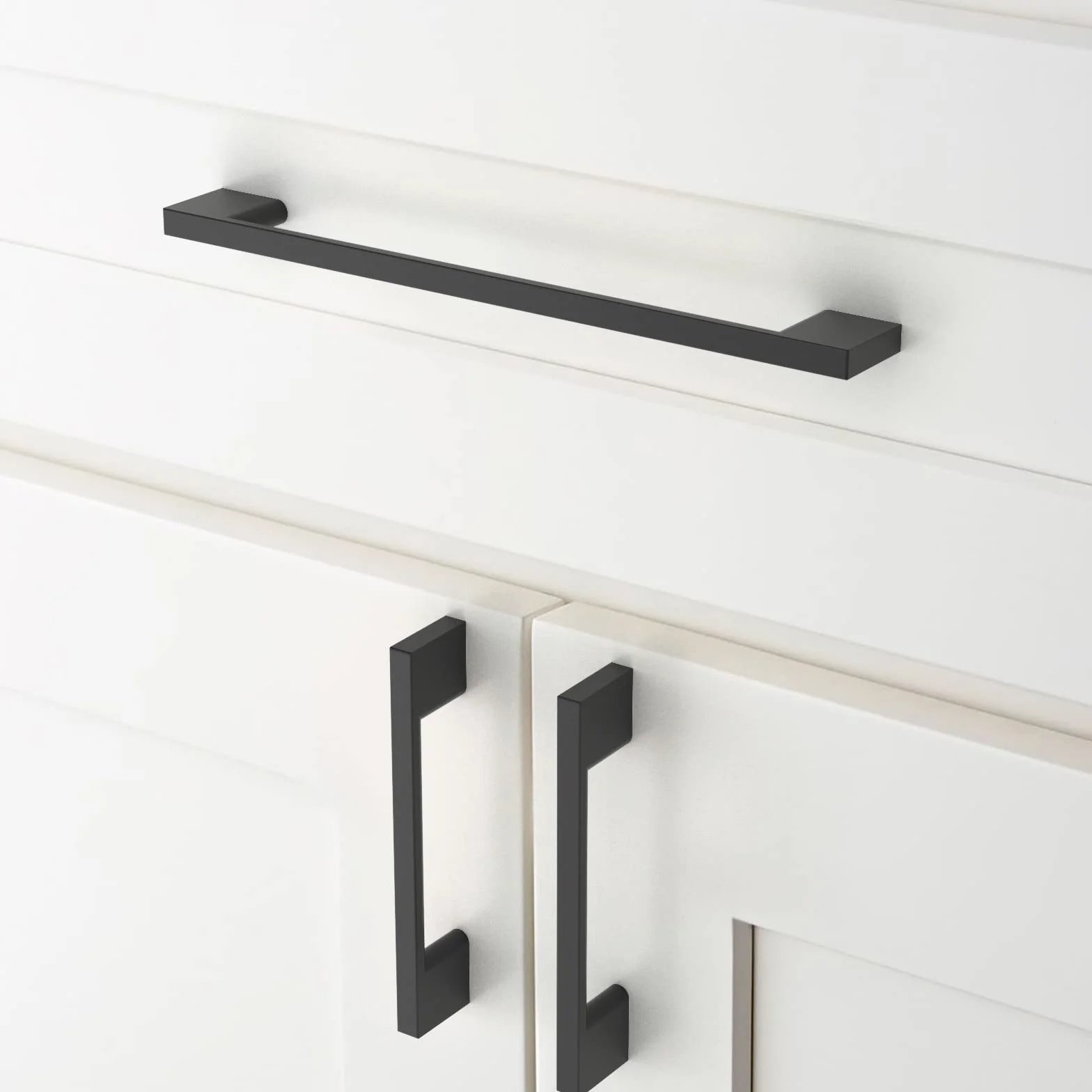 Amerdeco 6 pezzi Maniglie per Mobili da Cucina Distanza fori 192mm Nero Maniglie cucina armadietti in acciaio Lega di zincoper mobili da cucina per mobili UK0022…