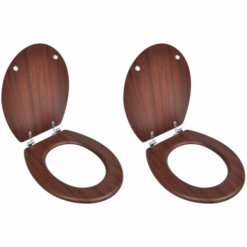 Sedili WC con coperchi 2 pezzi MDF Marrone 02_0002946
