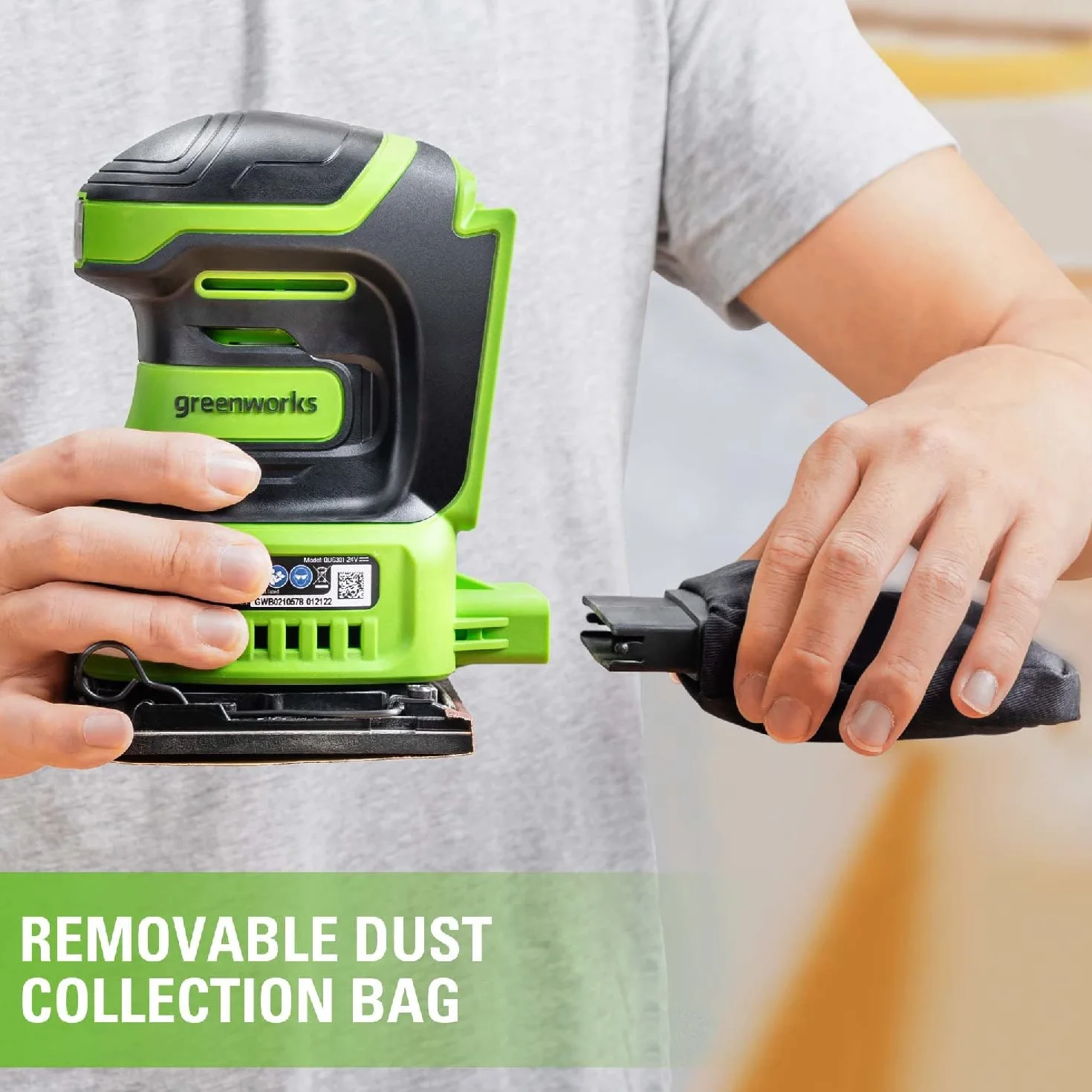 Greenworks G24SS14 Levigatrice 1/4 Foglio a Batteria 11000 giri/min 24V