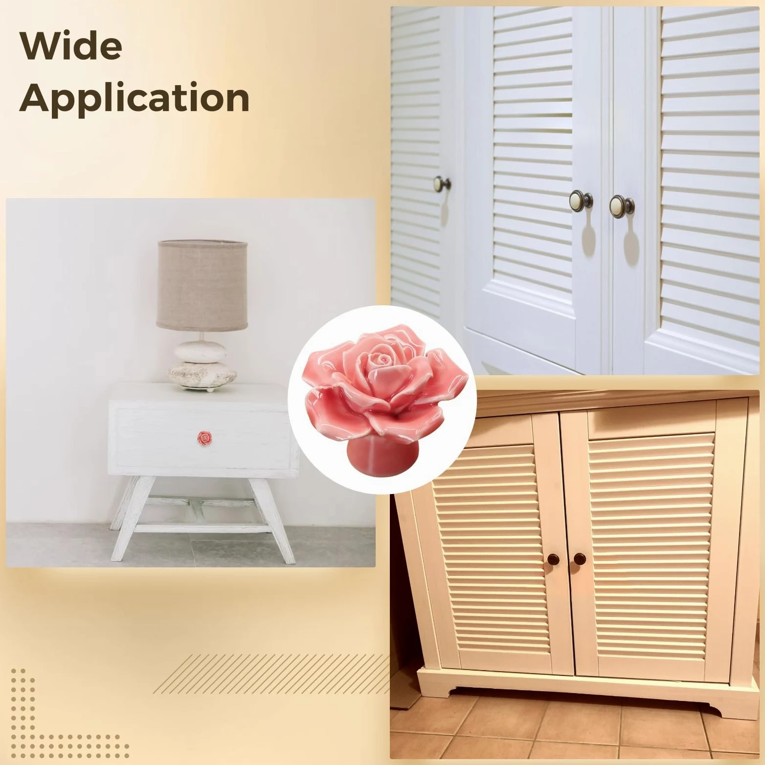 12 pomelli in ceramica per cassetti, maniglie per armadietti con design a rosa, tiranti per mobili a foro singolo, ideali per cassettiere e porte dell'armadio, facili da installare per la decorazione