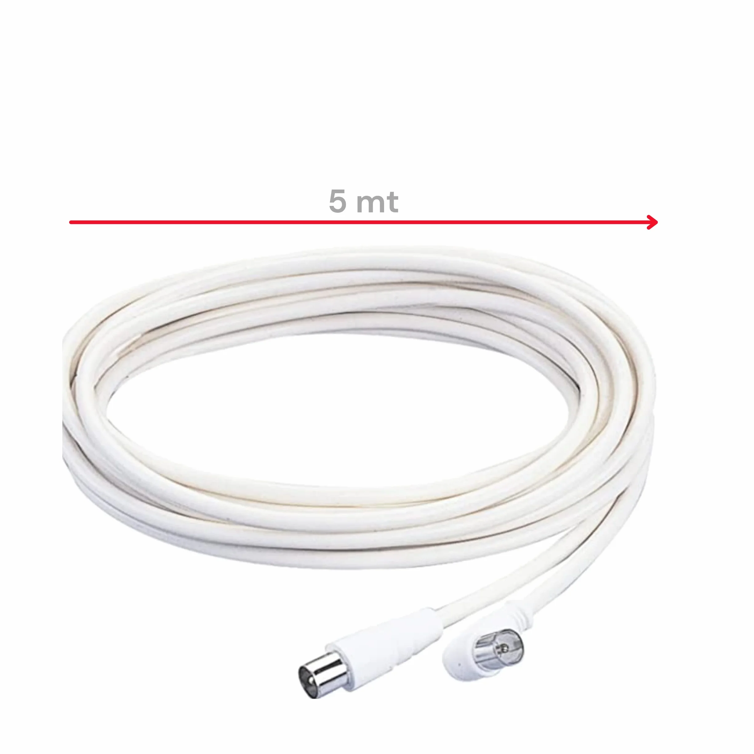 POLY POOL | PP0622XAM Cavo Coassiale 5m, per Collegare la Tv all'Antenna Bianco con Spina Assiale
