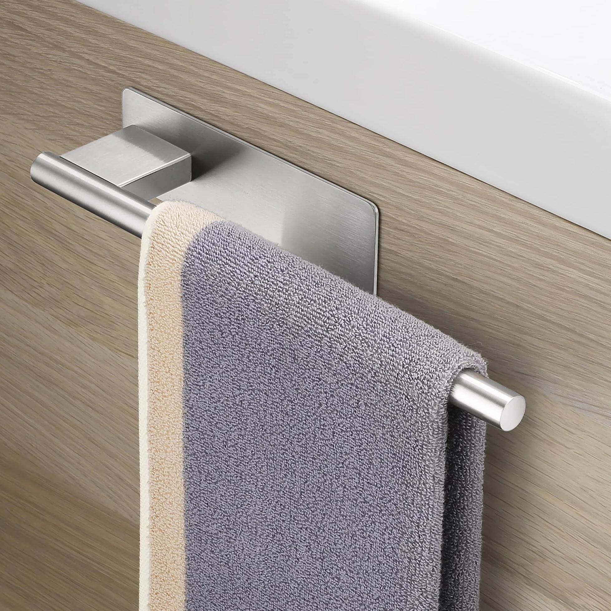 Porta Asciugamani Bagno Adesivo Acciaio Inossidabile 304 28CM Argento